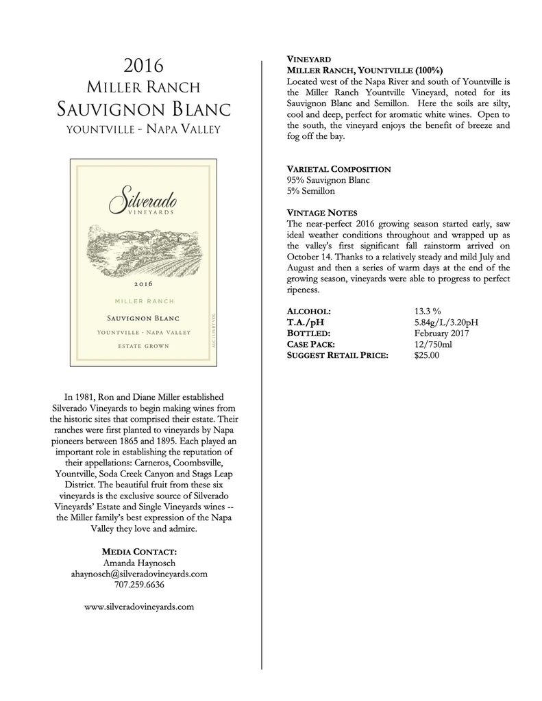 Sauvignon Blanc, Silverado