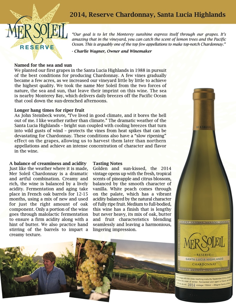 Chardonnay Reserve, Mer Soleil