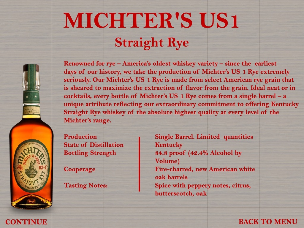 Single Barrel Straight Rye Whiskey , Michter's Distillery 