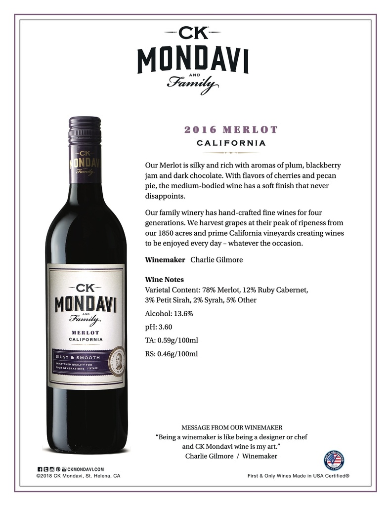 CK Mondavi Merlot, Charles Krug