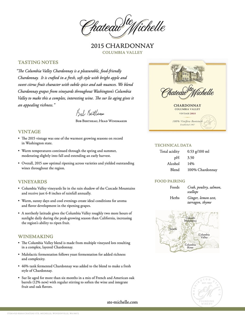 Chardonnay Columbia Valley, Ch. St. Michelle