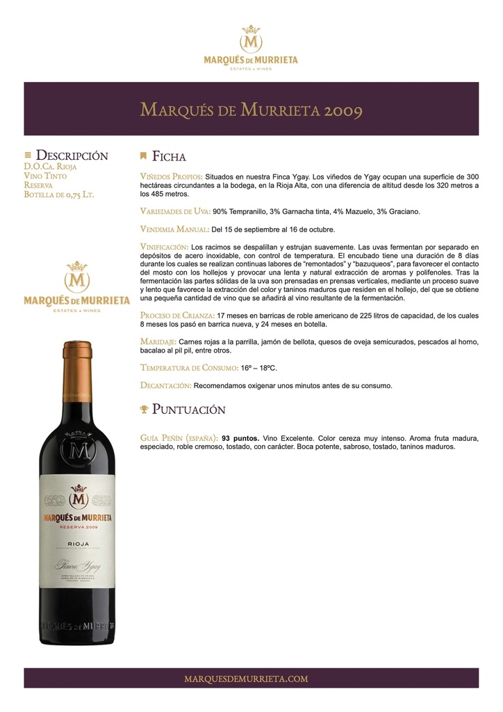 Reserva, Marques de Murrieta