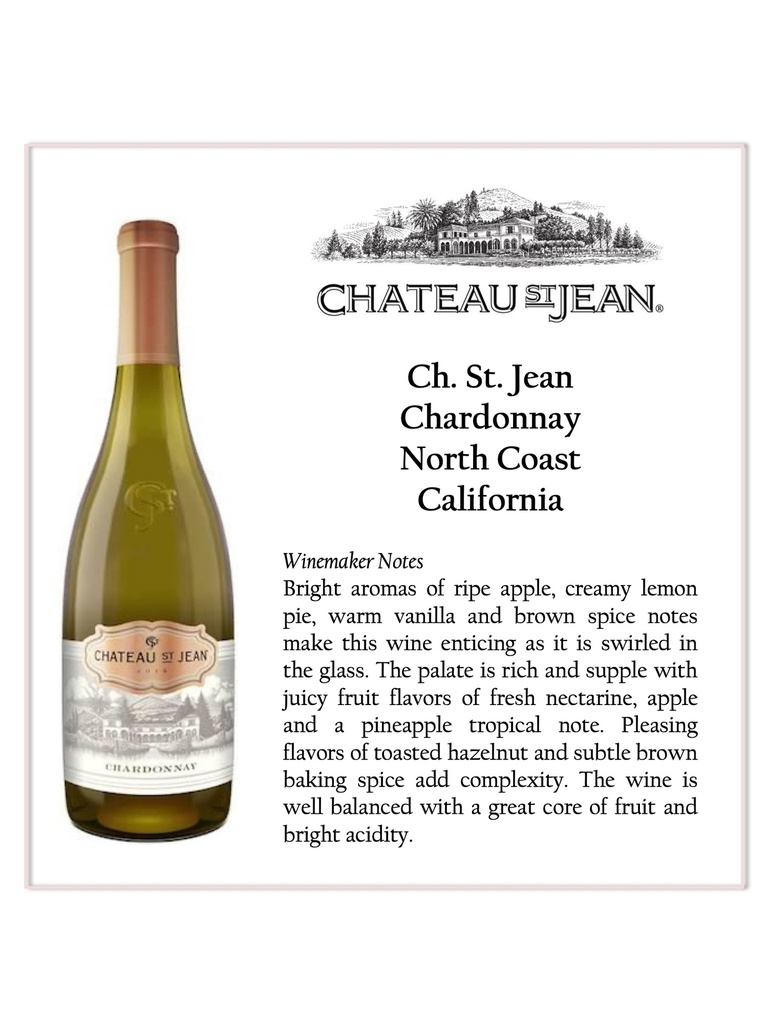 California North Coast Chardonnay, Ch St Jean
