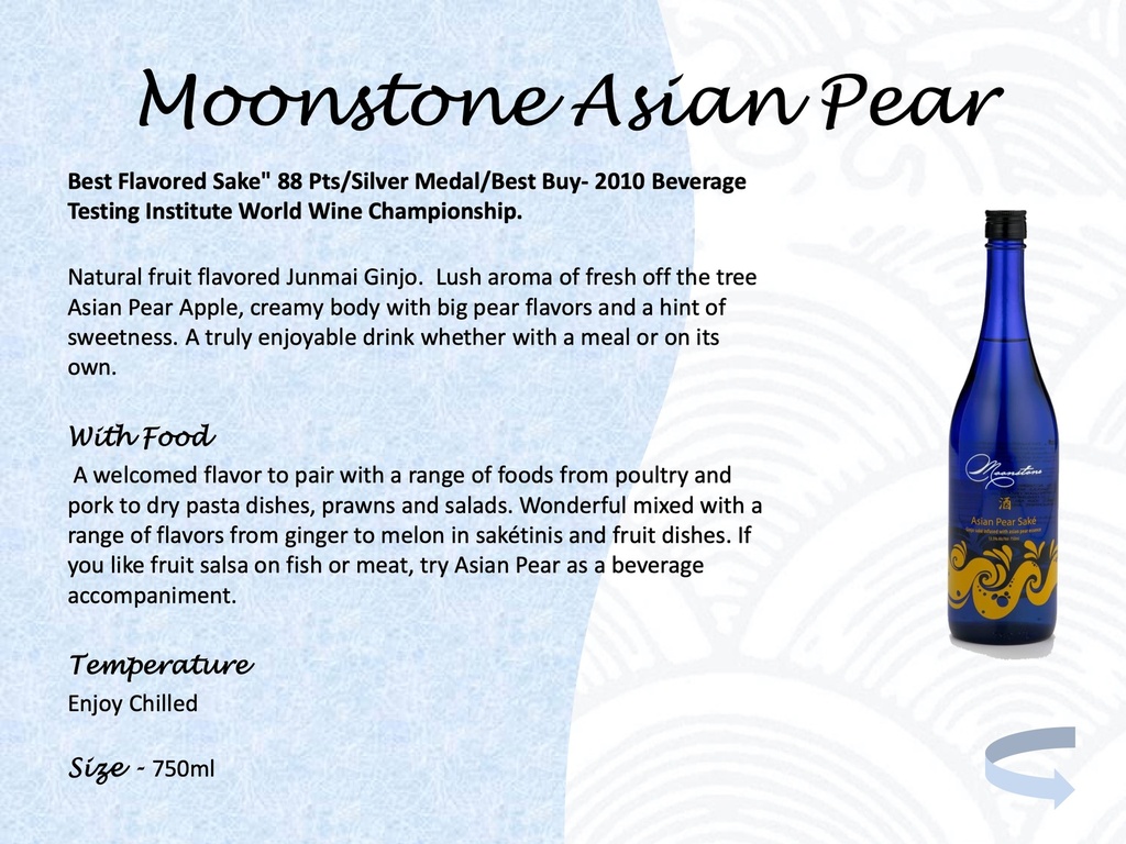 Asian Pear Infused Sake , Moonstone