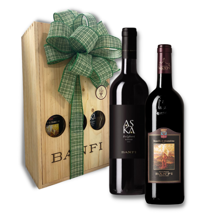Castello Banfi 2 Bottle Gift Box: Aska Bolgheri Rosso and Brunello di Montalcino